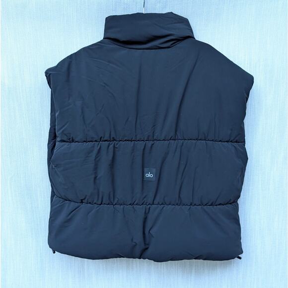 Alo Yoga Black Incline Puffer Full Zip Oversized Relaxed Fit Vest, size L - Picture 3 of 9